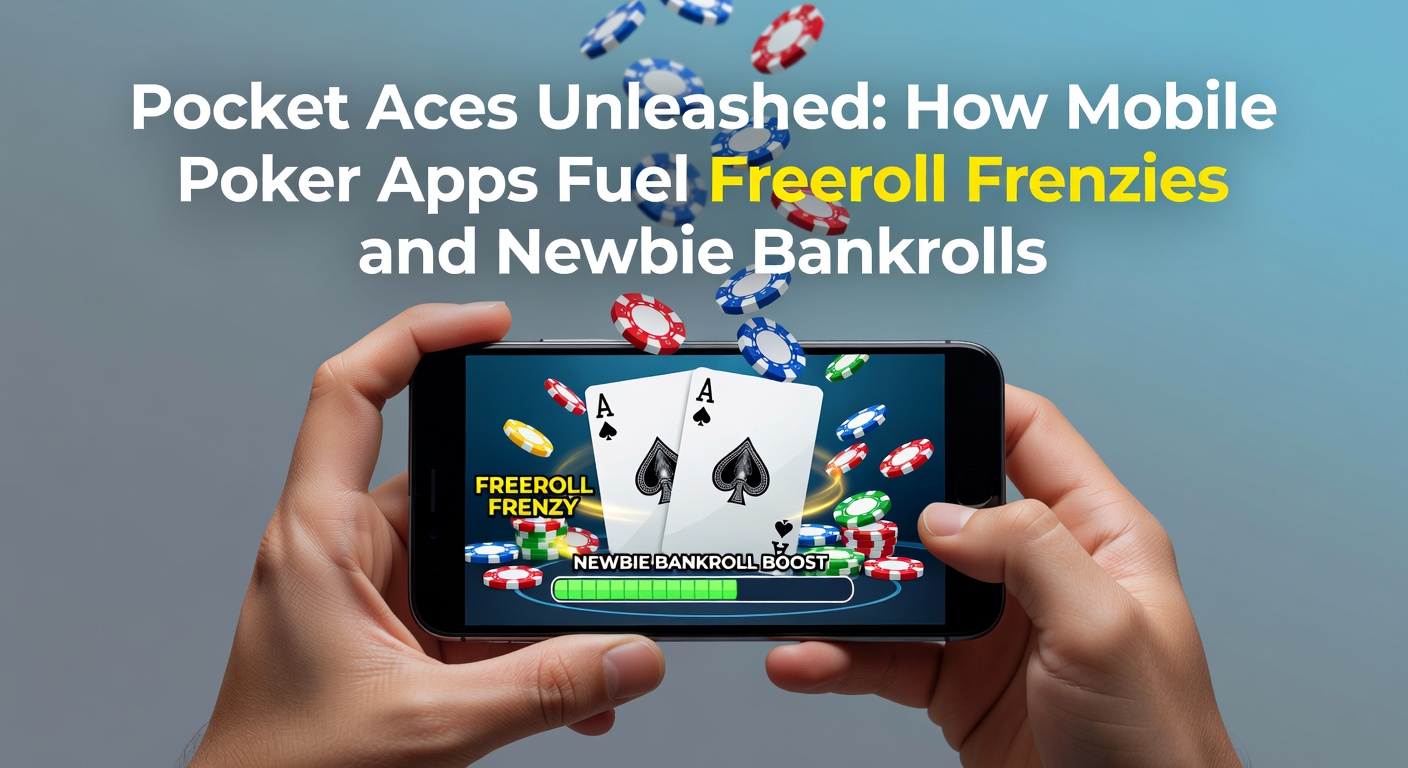 Smartphone screen displaying a vibrant mobile poker freeroll tournament lobby with players competing for cash prizes