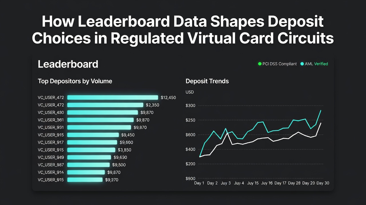 Infographic showing deposit method preferences correlated with leaderboard positions in virtual card ecosystems