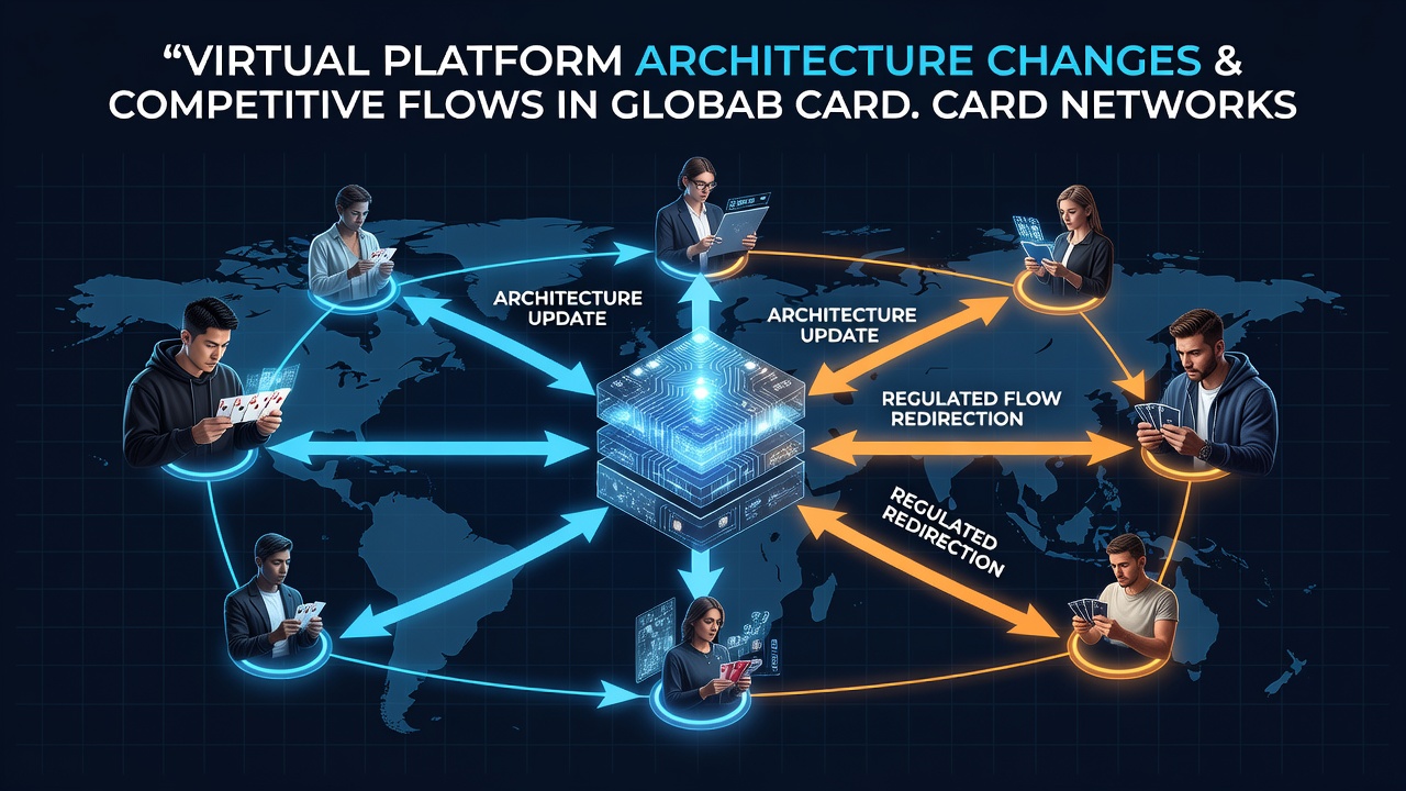 Virtual platform architecture diagram showing server distribution and player routing across regulated poker networks