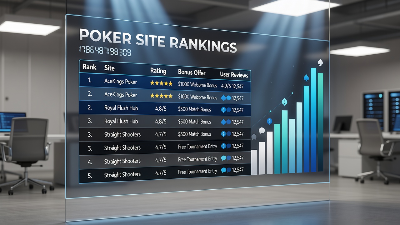 Mobile poker interface comparison highlighting ranking factors